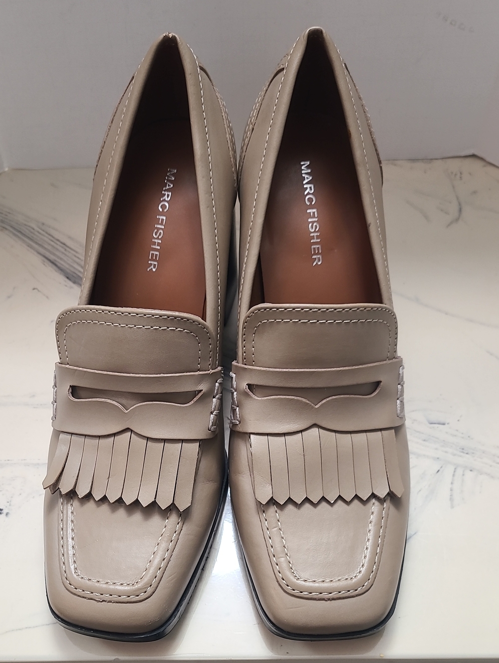 Marc Fisher Women's Hamish Block Heel Square Toe Dress Loafers Shoes S 7.5 M
